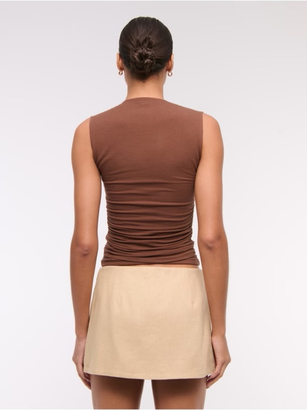 Abercrombie & Fitch Brown Square-Neck Tank and Tan Wrap Mini Skort Set - Picture 5 of 7